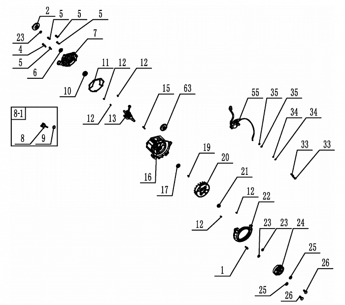 1 СЦЕПЛЕНИЕ - МАХОВИК - МАГНЕТО ТРИММЕР CHAMPION Т394FS-2