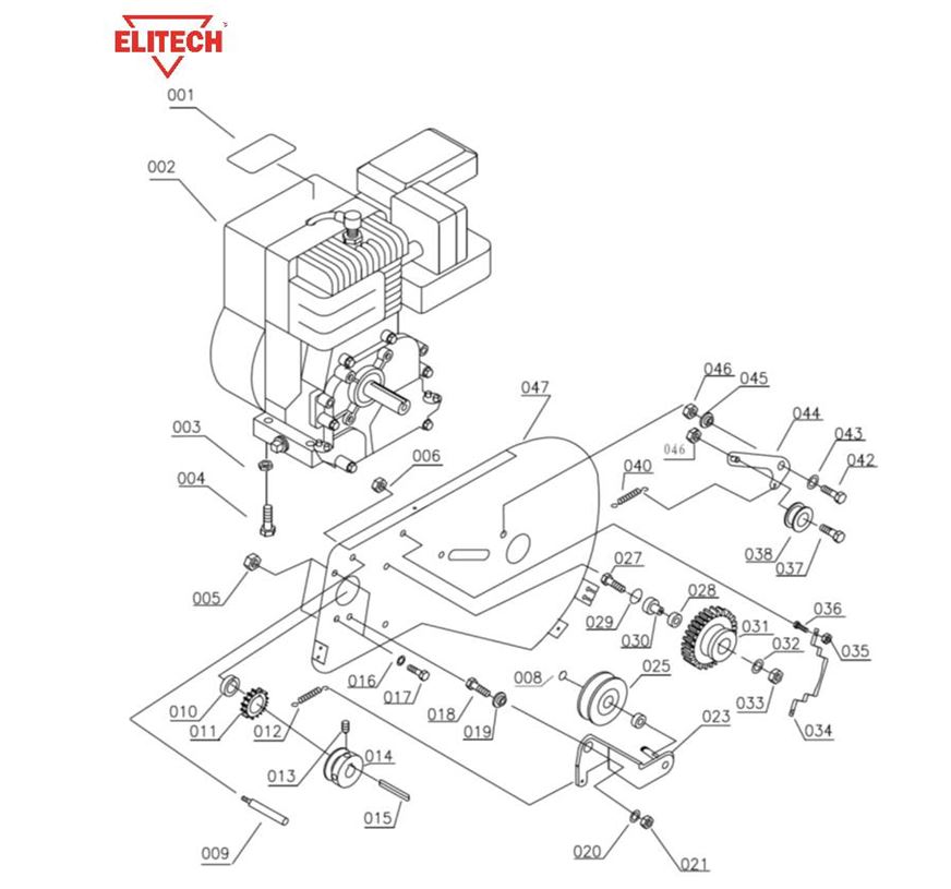 ЗАПЧАСТИ ДЛЯ КУЛЬТИВАТОРА БЕНЗИНОВОГО ELITECH КБ 60Н (РЕДУКТОР)