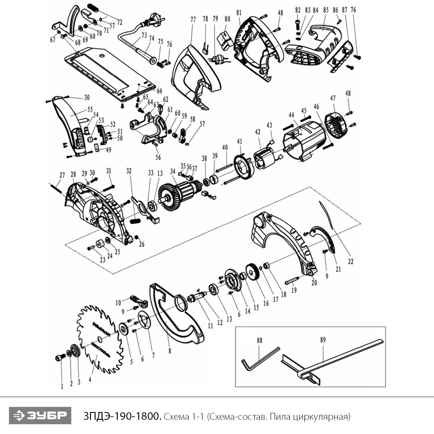 Пила циркулярная ЗПДЭ-190-1800